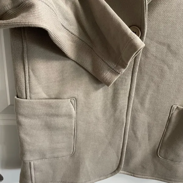 James Perse Shawl Collar Blazer Wmn 4 Taupe Minimalist French Terry‎ Casual Luxe - Image 6