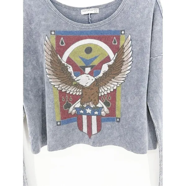 Daydreamer LA Eagle Long Sleeve Textured Top Women's‎ M Vintage Wash - Image 5