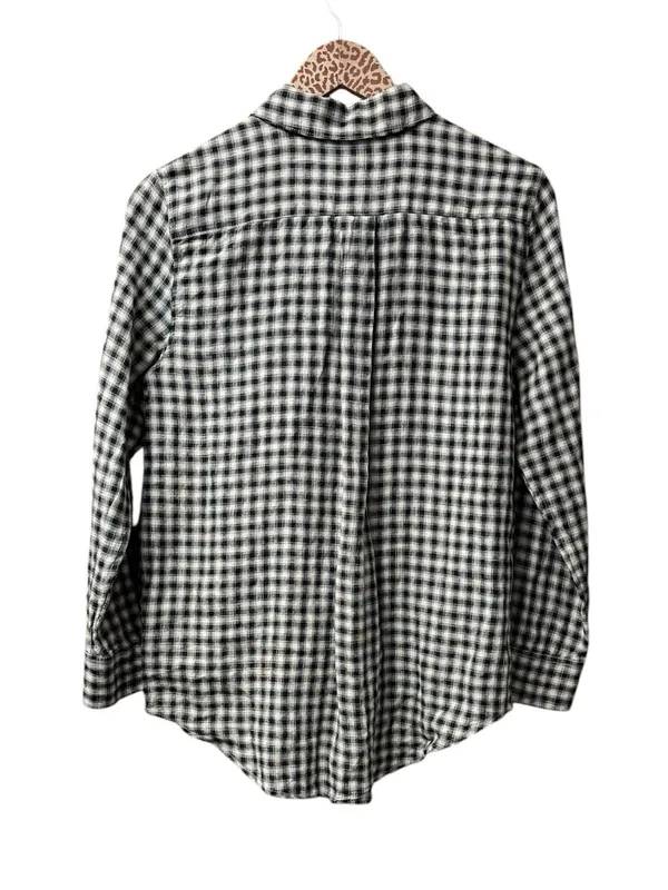 Quince 100% European Linen Long Sleeve Shirt Khaki Black Gingham Small NEW NWT - Image 3