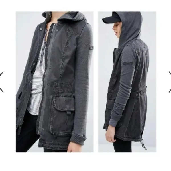 Abercrombie & Fitch Jacket Womens Charcoal Gray Military Hooded Utility, S‎ - Image 2