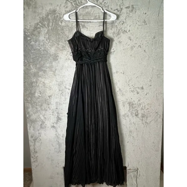 BCBGMaxAzria‎ Black Silk Strapless Maxi Gown Minimalist Formal Gala Dress 12 - Image 3