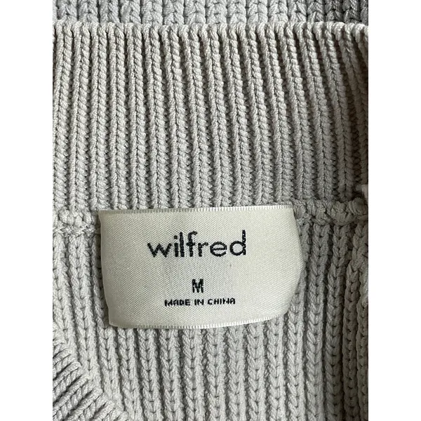 Aritzia Wilfred Women's Gray Ribbed Knit High Neck Sleeveless Crop Top Size M - Image 5