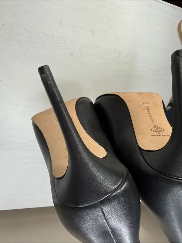 Antonio Melani Black Leather Pointed Toe Stiletto Pumps sz 10 - Image 5