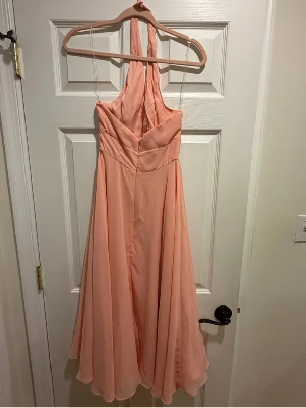 HOUSE OF CB Solada Floral Halter Midi Sundress Small A/C, PEACH PEARL - Image 8