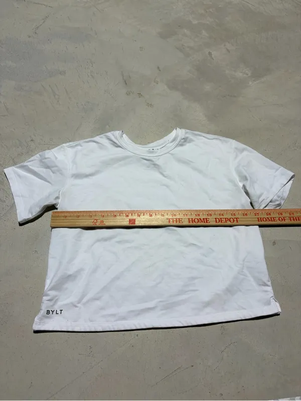 Bylt premium basics White Short-Sleeve essential cropped Crewneck Tee XS - Image 3