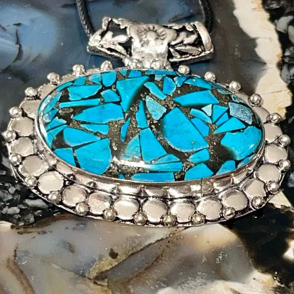 Spiny Turquoise in Copper Pendant 1 1/2”x 1 1/2” - Image 11