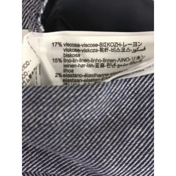 Zara Blue Linen Blend High Waist Straight Leg Trouser Pant Sz Large Minimalist - Image 6