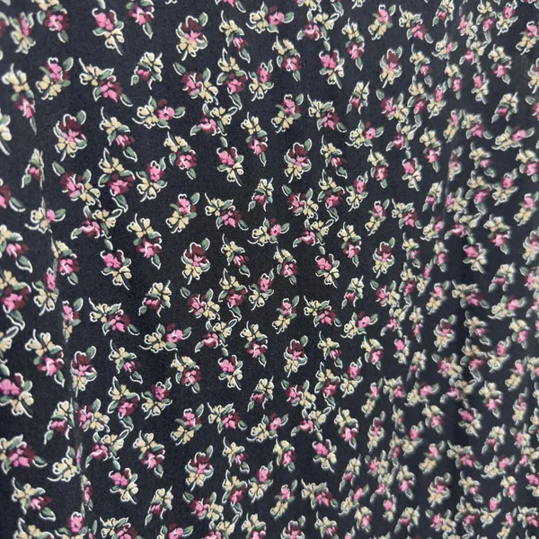 90s Handmade Women Indie Grunge Maxi Dress Small Black Ditsy Floral Square Neck - Image 4
