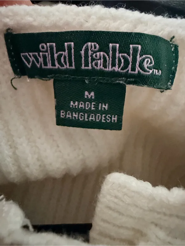 wild fable Cream Ribbed Knit Sweater with Green Logo Tag - Image 4