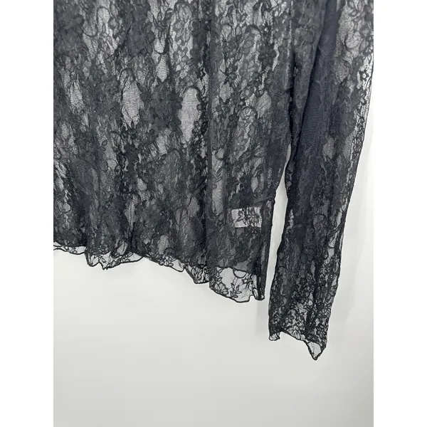 Black Lace Y2K Dark Whimsigoth Long Sleeve‎ Sz XL Layering Grunge Emo Festival - Image 4