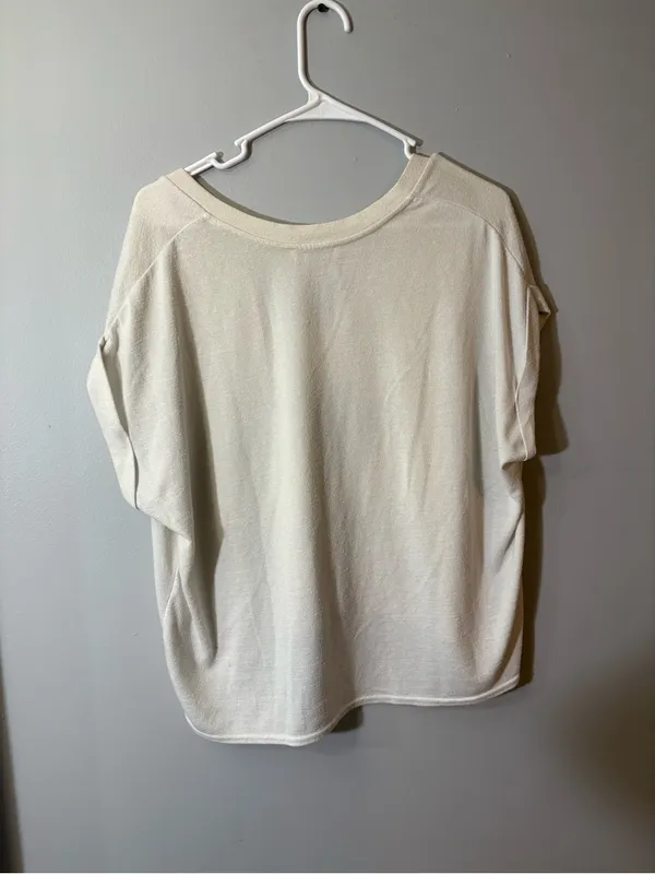 Wilfred‎ Cream V-Neck Short Sleeve Top - Image 4