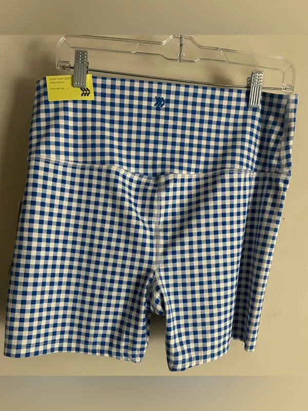 All in Motion Everyday Soft Ultra High-Rise Bike Shorts 6" Blue Gingham - Image 4