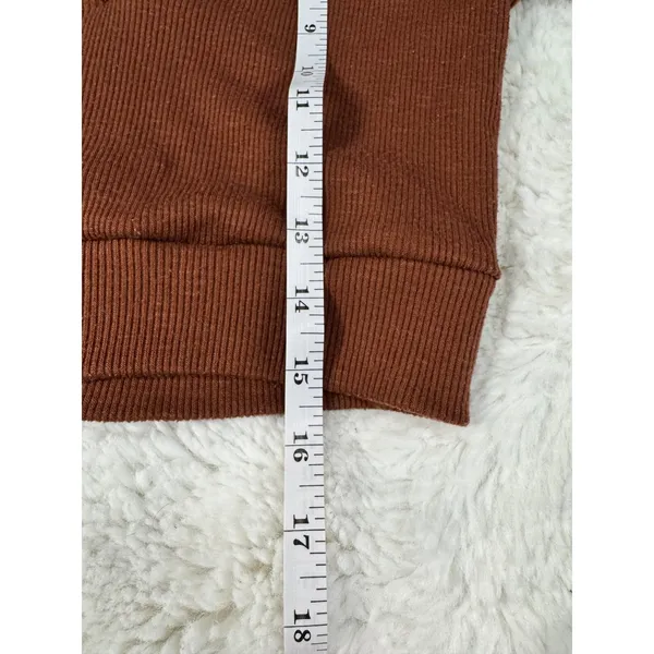 Altar'd State Brown Cropped Collared Long Sleeve Top Sweater - Image 4