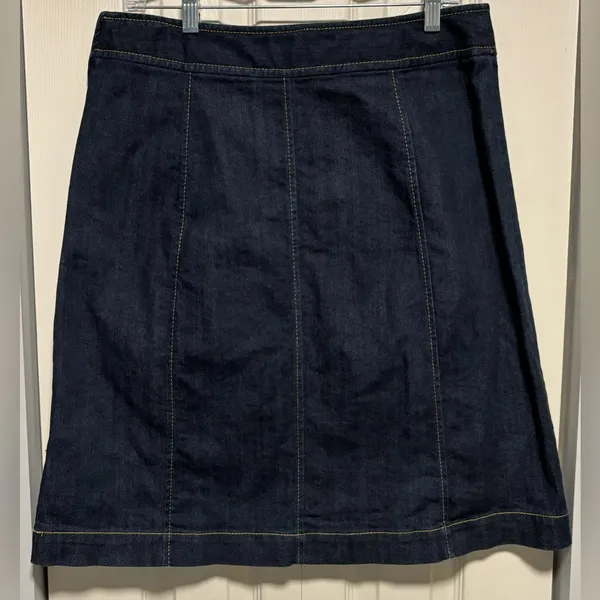 Ann Taylor Dark Wash Denim A-Line Skirt Women’s Classic Jean Skirt - Image 2