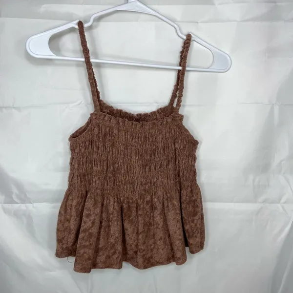 NEW SO women’s brown soft stretch elastic stretch loose hem‎ cropped tank summer - Image 5