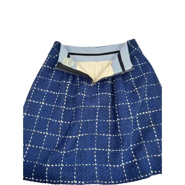 Maeve Anthropologie Blue Grid‎ Wool Blend Mini Skirt Size 4 Windowpane A-Line - Image 5
