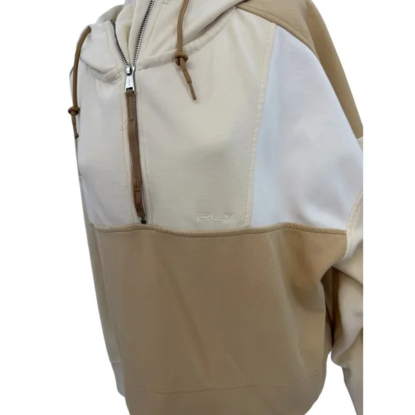 RLX Ralph Lauren Colorblock Quarter Zip Hoodie Neutral Pullover‎ Size Small - Image 5