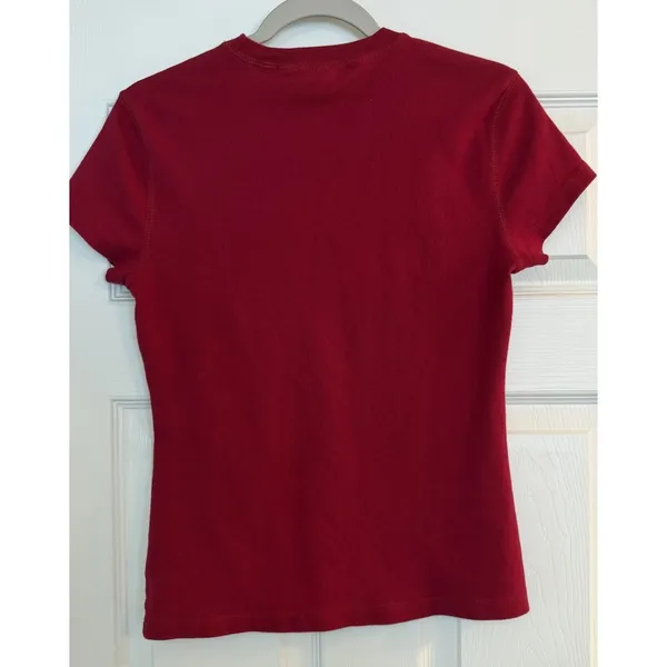 Tommy Hilfiger Sz LG Women's Y2K Tee 90s '05 Red Preppy Academia‎ Collegiate EUC - Image 3