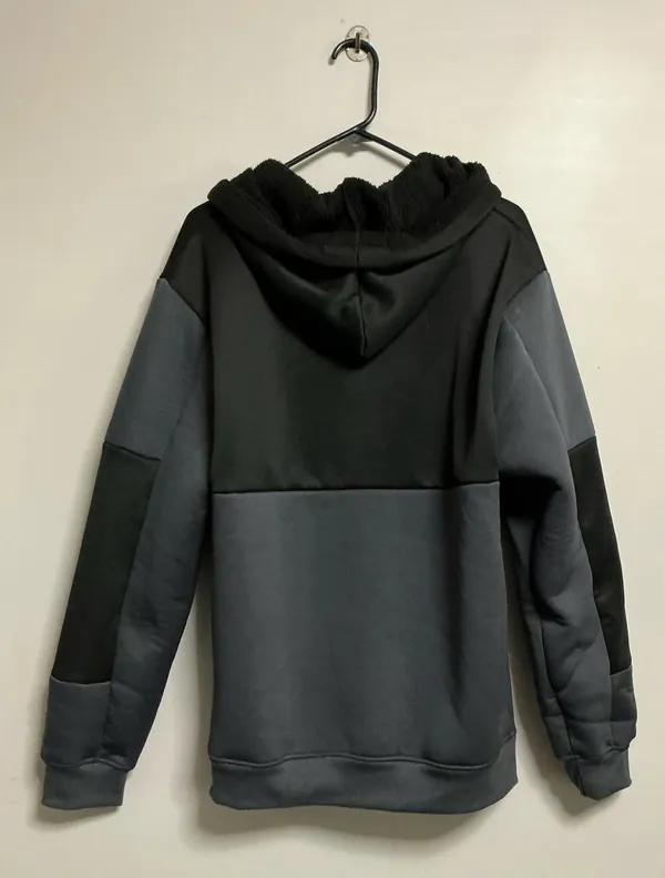 RGSTR Men's Black and Gray Sherpa Lined Zip-Up Coordinates Hoodie Jacket Large - Image 4