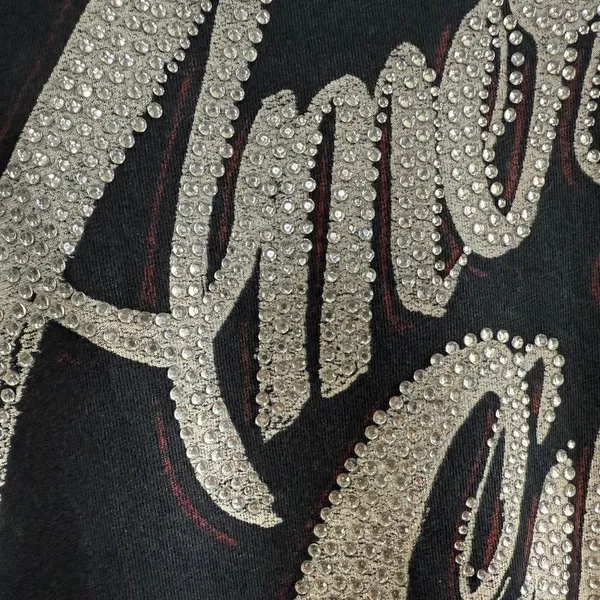 Affliction American Custom Rhinestone Fringe Tee Shirt Small Y2K Moto Biker Glam - Image 3