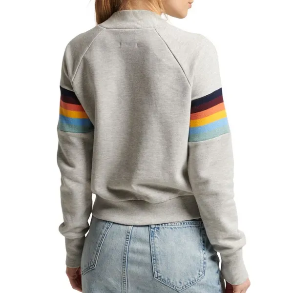 Superdry Grey Vintage Cali Stripe 70s Style Mock Neck Crew Sweatshirt Size 4 - Image 9