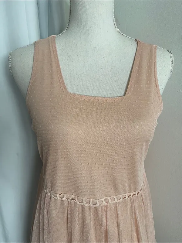 Ultra Pink Blush Stretch Sleeveless Tiered Mini Dress with Black Embroidered Hem - Image 2