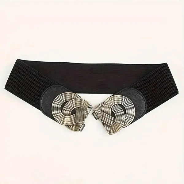 Black‎ Chic Retro-Style Pu Leather Elastic Corset Belt Versatile Waist Strap - Image 6