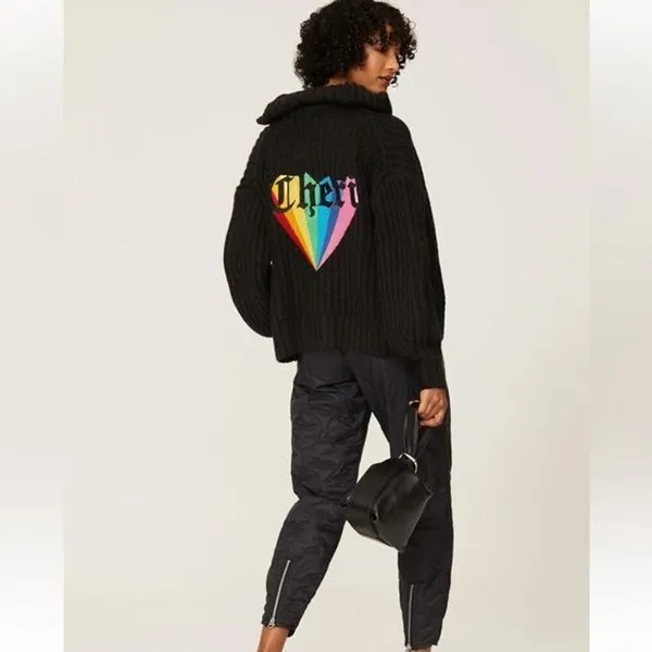 RTR Zadig & Voltaire Cheri Zip Turtleneck Sweater Zippered Knit Black sz M thick - Image 3