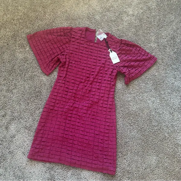 English Factory Fuchsia Textured Mini Dress - Image 2