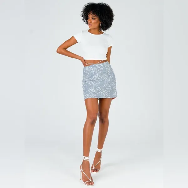 Princess Polly Flo Mini Skirt in Blue Size 0 New with tag - Image 4