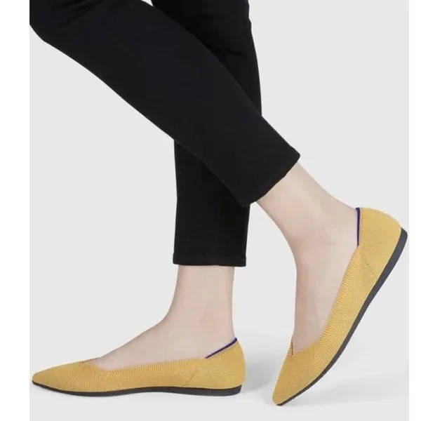 Rothys The Point‎ Ballet Flats Womens 9.5 Marigold Yellow Knit Comfort Slip On - Image 2