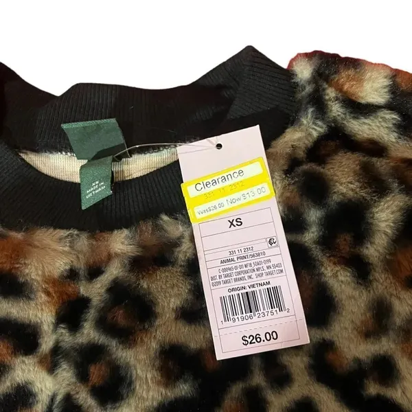 NWT Wild Fable‎ Fuzzy Leopard Print Sweater Size XS - Image 4