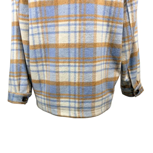 LELIS‎ Women's Light Blue Plaid Oversized Shacket, Small - Image 7