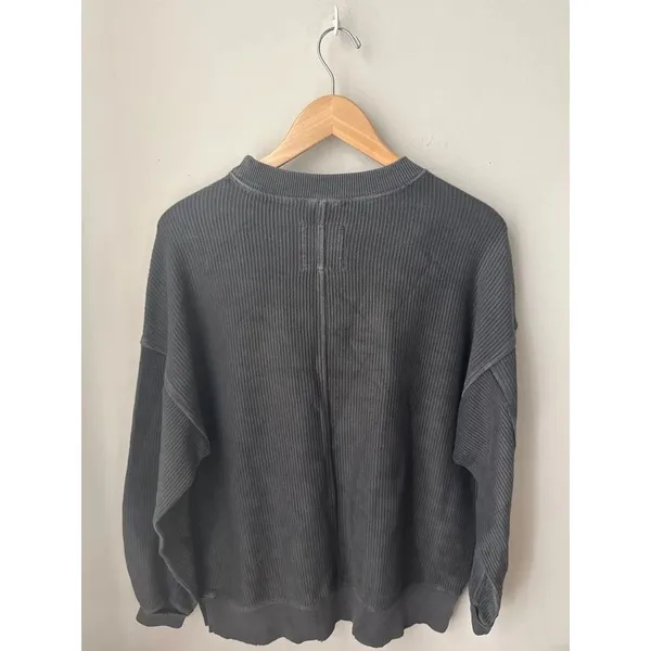 Aerie Vacay Crew Sweatshirt Smoked Gray XXS Oversized - Image 4