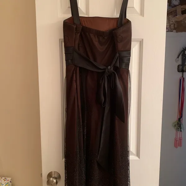 Kathy Roberts Brown and Black Midi Dress Size 8 - Image 4