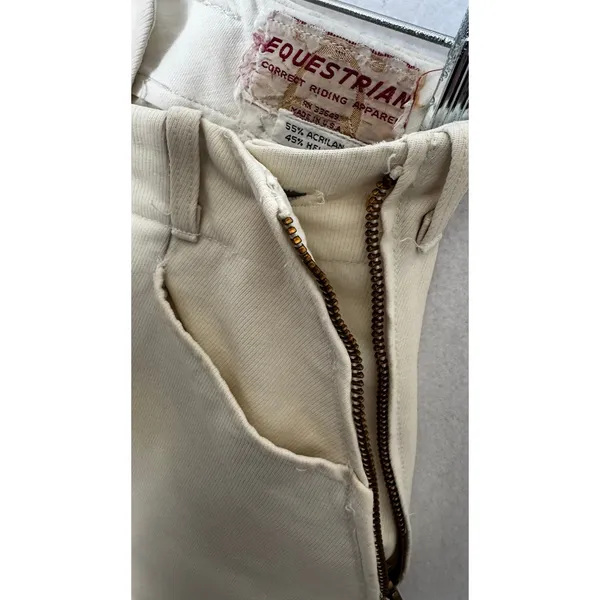 1970s Vintage Equestrian Riding Breeches Cream XXS XS Side Zip Jodhpurs - Image 8