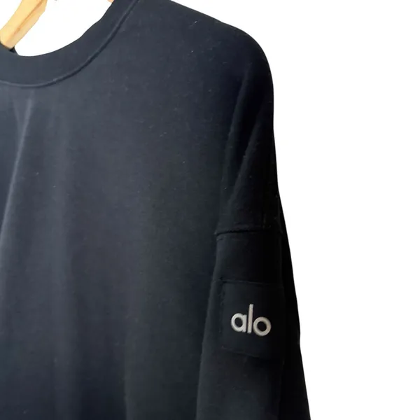 Alo Yoga Devotion Black Cropped Long Sleeve Crewneck Sweatshirt Small - Image 6