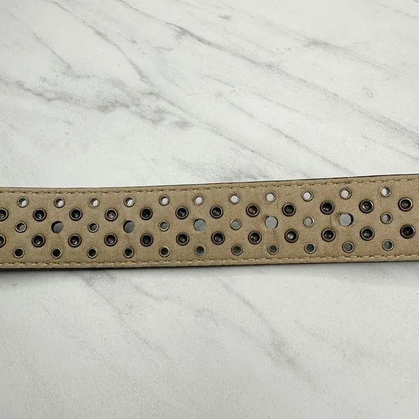 Studded Black Faux Leather Grommet Belt Womens Size Large (L) ✨ - Image 9