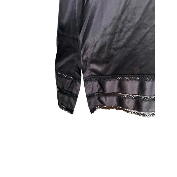 Vintage Sears Antron III Nylon Lace Half Slip Midi Skirt black Large goth - Image 3