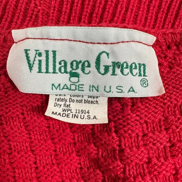 Vintage Village Green 100% cotton Red Knit Sweater Vest Size M - Image 2