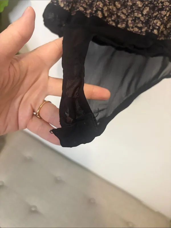 ee:some floral Print Ruched Black Bodysuit Medium - Image 8