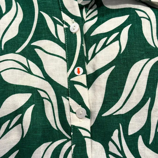 Soft Surroundings‎ Shirt Dress Steffi Linen Maxi Resort Button Up Leaf Green XL - Image 6
