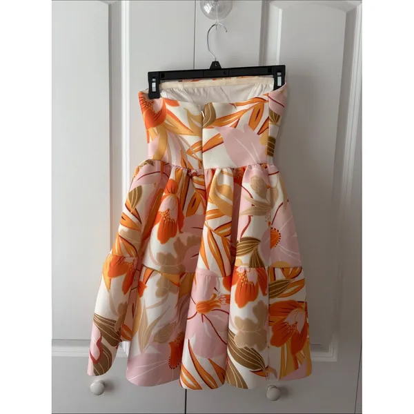 ASOS DESIGN bandeau tiered mini skater dress in yellow floral Size 2 - Image 3