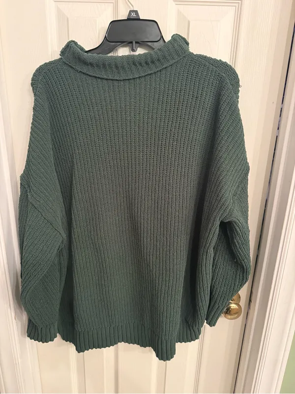 aerie Forest Green Chunky Knit Cowl Sweater - Image 3