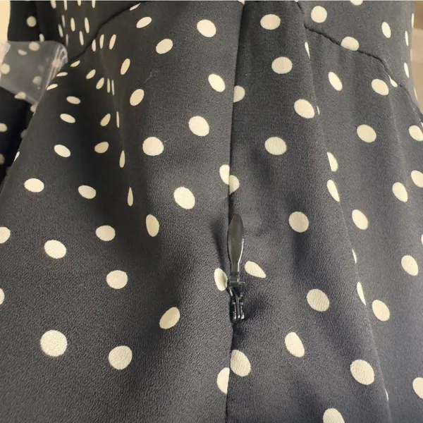 1990s VTG Dani Max Black & White‎ Polka Dot Rockabilly Maxi Dress w Ruffle Sz 14 - Image 5