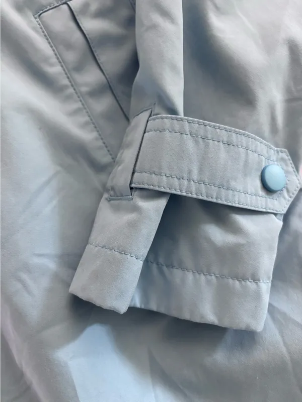 L.L.Bean Women’s XS Light Blue Hooded Rain Jacket Long Waterproof Windbreaker - Image 4