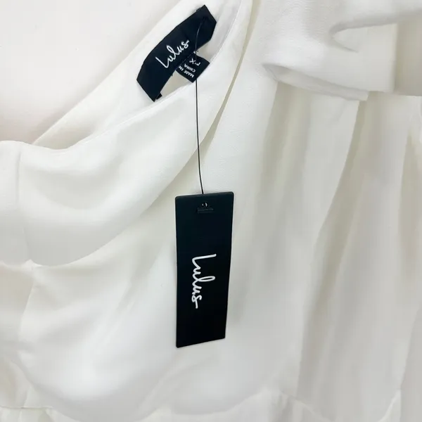Lulus Simply Brilliant White One-Shoulder Bow Maxi Dress Formal Wedding XL NWT - Image 8