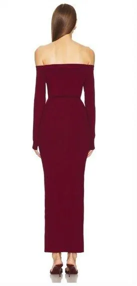 Michael Costello x REVOLVE Off Shoulder Bodycon Maxi Dress in Maroon - Image 2