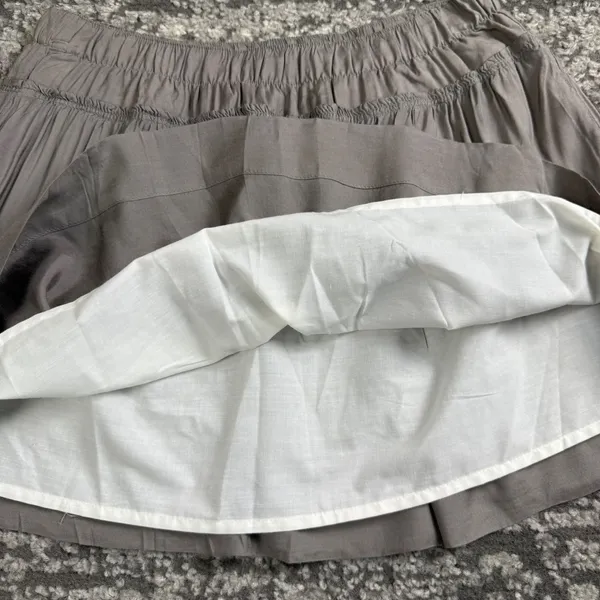 Abercrombie & Fitch Mini Skirt Womens Medium Grey Smocked Elastic Waist Logo Vtg - Image 6