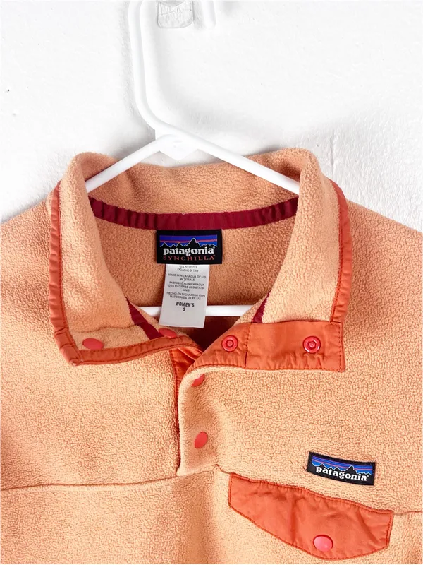 PATAGONIA Synchilla Snap-T Orange Chest Pocket Fleece Pullover Size Small - Image 5